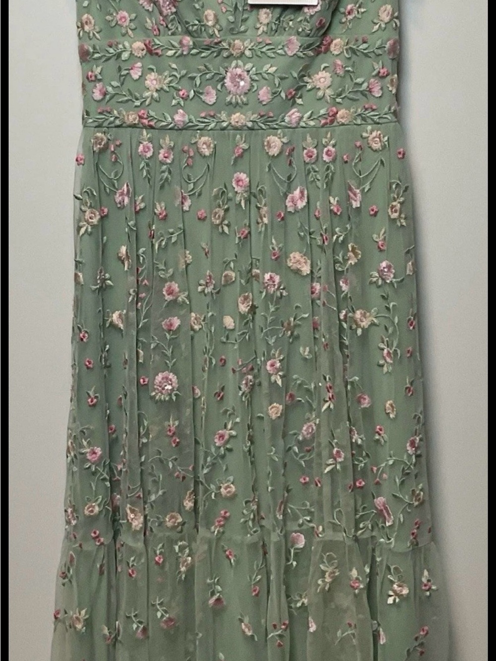 Mac Duggal Size 6 green floral embroidered mesh dress - Picture 4 of 5